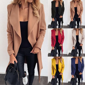 Women Autumn Blends Coat Solid Quality Streetwear Bandage Belt Long Trench Coat Ladies Casual Slim Tunic Outerwears Dust Coat
Women Autumn Blends Coat Solid Quality Streetwear Bandage Belt Long Trench Coat Ladies Casual Slim Tunic Outerwears Dust Coat