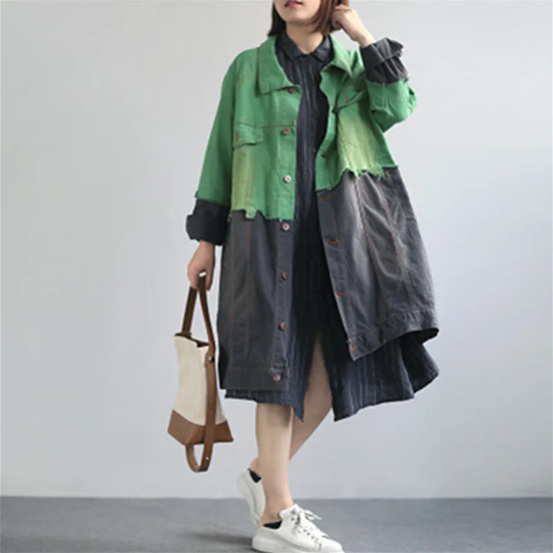 2020 Female New Autumn Plus size Literary Retro Outerwear Spring Casual Long Color All- match Loose Denim Trench coat Female
2020 Female New Autumn Plus size Literary Retro Outerwear Spring Casual Long Color All- match Loose Denim Trench coat Female