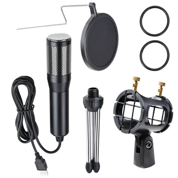 Condenser USB Microphone with Tripod Stand for Game Chat Studio Recording Computer
Condenser USB Microphone with Tripod Stand for Game Chat Studio Recording Computer