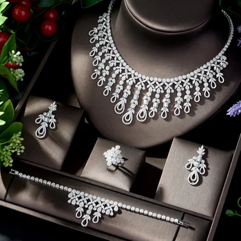 HIBRIDE Dazzling African Cubic Zircon Womens Wedding Necklace Jewellery Set Bridal Party Costume Jewelry Accessories N-123
HIBRIDE Dazzling African Cubic Zircon Womens Wedding Necklace Jewellery Set Bridal Party Costume Jewelry Accessories N-123