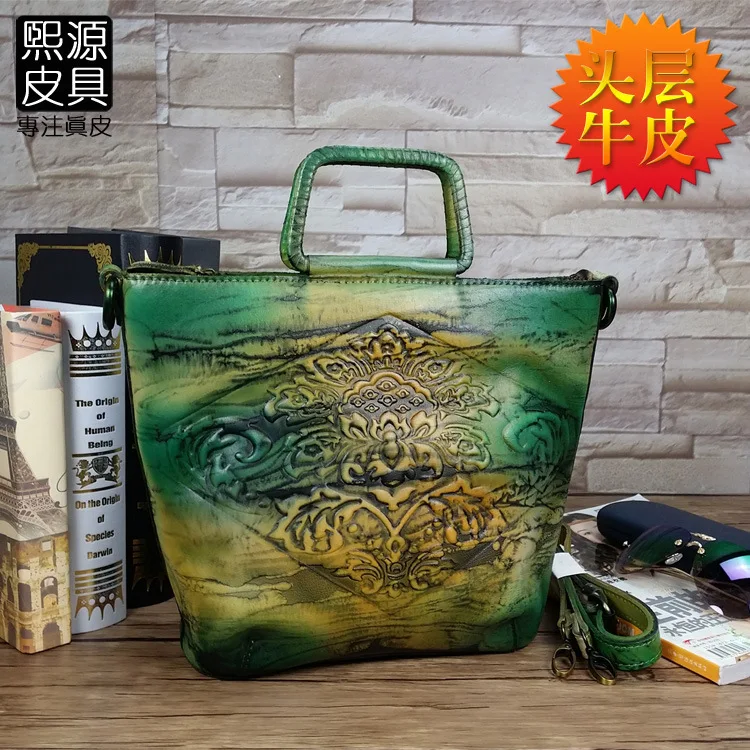 Origional Hand-rub Color WOMEN'S Bag Genuine Leather Embossed Ethnic-Style First Layer Cowhide Messenger Bag Shoulder Bag Handba
Origional Hand-rub Color WOMEN'S Bag Genuine Leather Embossed Ethnic-Style First Layer Cowhide Messenger Bag Shoulder Bag Handba