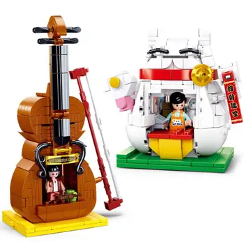 City Mini Architecture Lucky Cat Violin Shop Model Building Blocks DIY MOC Street View Education Girls Bricks Toys For Children
City Mini Architecture Lucky Cat Violin Shop Model Building Blocks DIY MOC Street View Education Girls Bricks Toys For Children