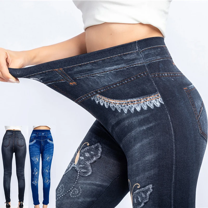 CALOFE Women High Waist Fake Jeans Butterfly Print Ankle Length Pant Super Stretchy Skinny Imitation Jeans Leggings Plus Size
CALOFE Women High Waist Fake Jeans Butterfly Print Ankle Length Pant Super Stretchy Skinny Imitation Jeans Leggings Plus Size