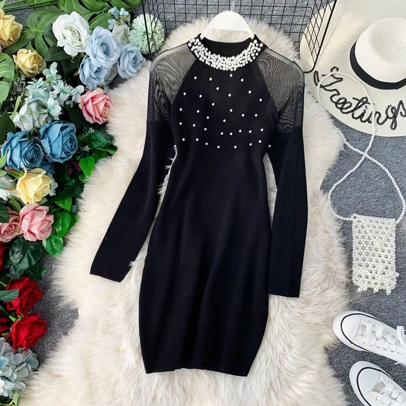 Taotrees Autumn Knitted Beads Mesh Splicing Long Sleeve Slim Fit Hip Foundation Dress Female
Taotrees Autumn Knitted Beads Mesh Splicing Long Sleeve Slim Fit Hip Foundation Dress Female