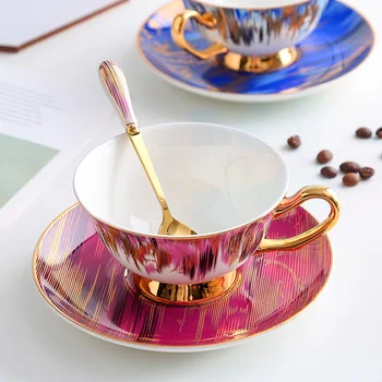 Coffee Cup and Saucer Rim Table Ware Porcelain Tea Cup Set Luxury Home Decor Gold European Bone China Birthday Gifts Multicolor
Coffee Cup and Saucer Rim Table Ware Porcelain Tea Cup Set Luxury Home Decor Gold European Bone China Birthday Gifts Multicolor