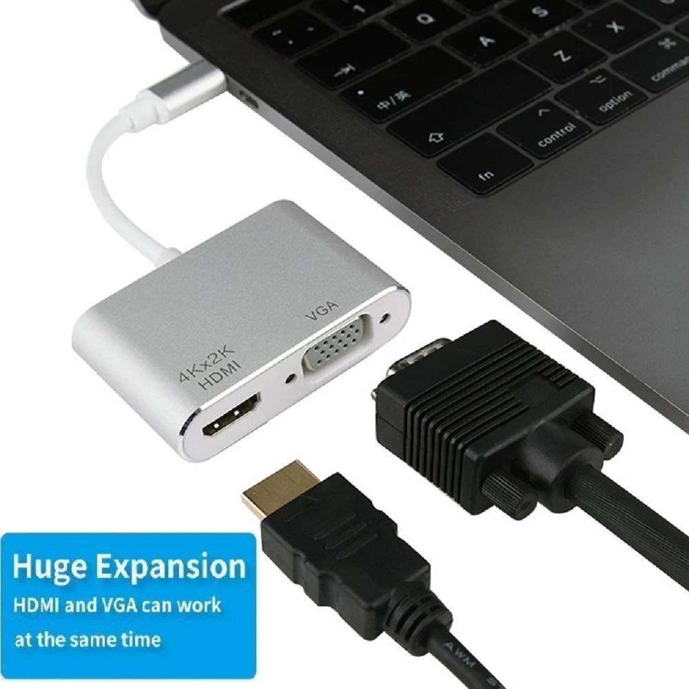 USB 3 1 типа C на HDMI VGA адаптер кабель-Переходник 4K 2 в Мини-преобразователь для 2018 iPad