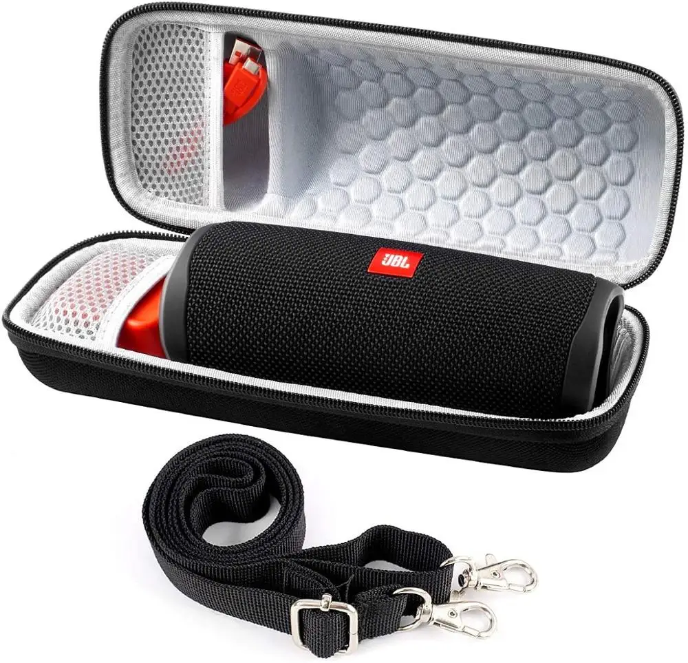 Case Compatible for JBL Flip 5 4 Waterproof Portable Bluetooth Speaker Fits USB Cable and Adapter - Black | Дом и сад