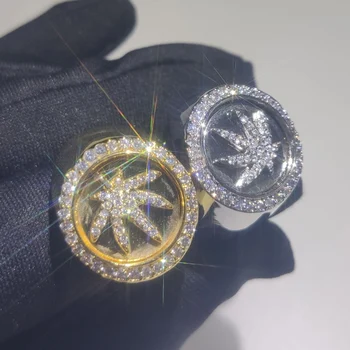 Hip Hop Micro Pave Cubic Zirconia Ice Out Marijuana Cannabiss Maple Leaf Ring Men Women Bling Gold CZ Rings Male Rapper Jewelry
Hip Hop Micro Pave Cubic Zirconia Ice Out Marijuana Cannabiss Maple Leaf Ring Men Women Bling Gold CZ Rings Male Rapper Jewelry