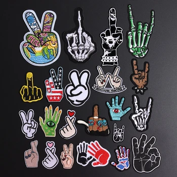 Rack Gesture Skull Fingers Patches for Clothes DIY Stripes Iron on Victory Gesture Appliques Clothing Stickers Embroidery Badges
Rack Gesture Skull Fingers Patches for Clothes DIY Stripes Iron on Victory Gesture Appliques Clothing Stickers Embroidery Badges