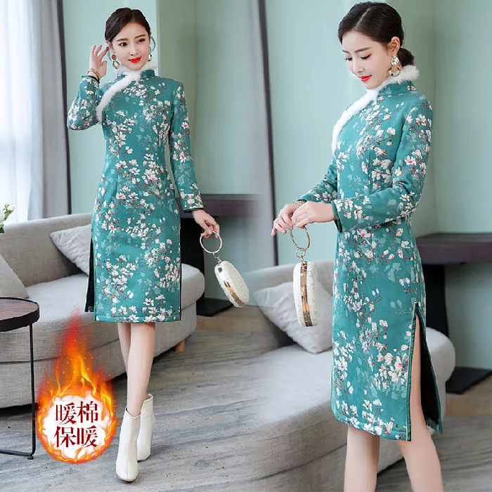 2019 Autumn And Winter New Style Korean-style Large Size Dress Loose-Fit Improved Cheongsam Long-sleeved Dress Brushed And Thick
2019 Autumn And Winter New Style Korean-style Large Size Dress Loose-Fit Improved Cheongsam Long-sleeved Dress Brushed And Thick