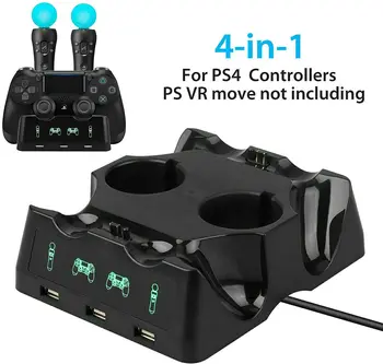 PS4 Controller 4 in 1 Charger Dock Quick Charging Station Stand for PS4/MOVE/PS4 VR for Dualshock 4 Wireless Controller
PS4 Controller 4 in 1 Charger Dock Quick Charging Station Stand for PS4/MOVE/PS4 VR for Dualshock 4 Wireless Controller