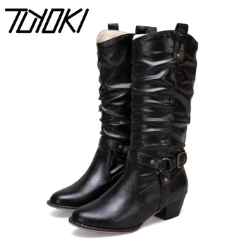 Tuyoki Plus Size 34-50 Vintage Women High Heels Boots Buckle Round Toe Mid Calf Boots Party Warm Shoes Women Sexy Footwear 
Tuyoki Plus Size 34-50 Vintage Women High Heels Boots Buckle Round Toe Mid Calf Boots Party Warm Shoes Women Sexy Footwear