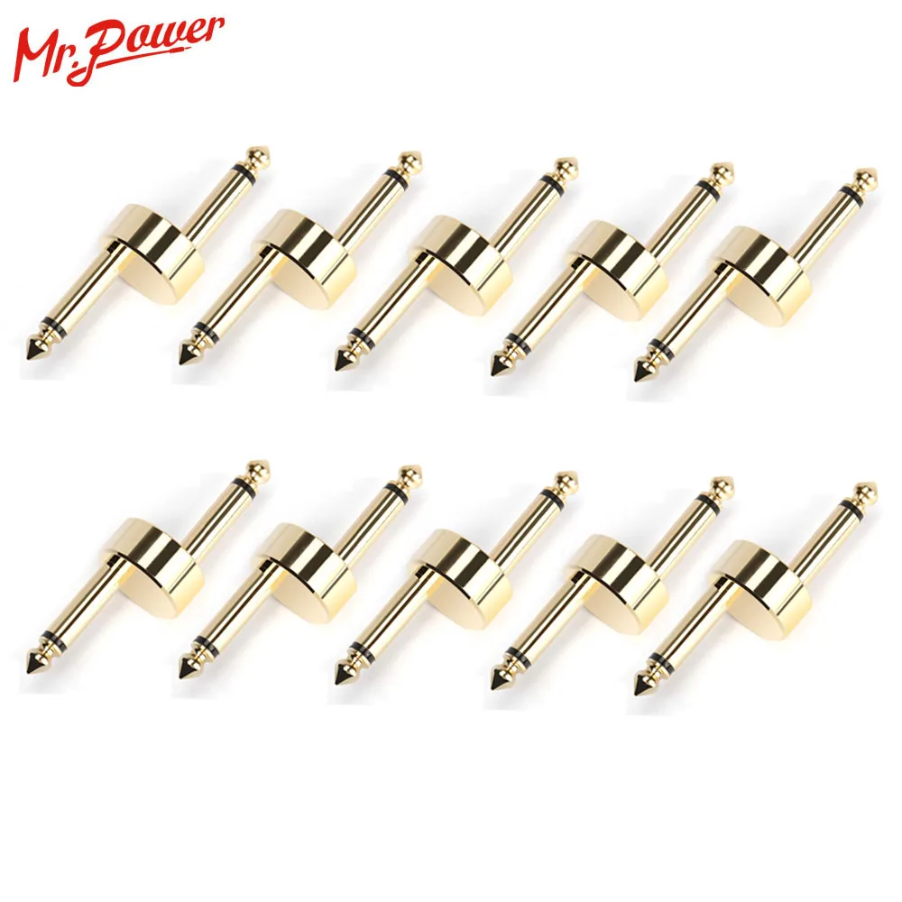 

10pcs Guitar Effect Pedals Connector Adapter 1/4 in 6.35mm Z Type Audio Coupler Crank Plug Solder Effect Pedal Board Accessories