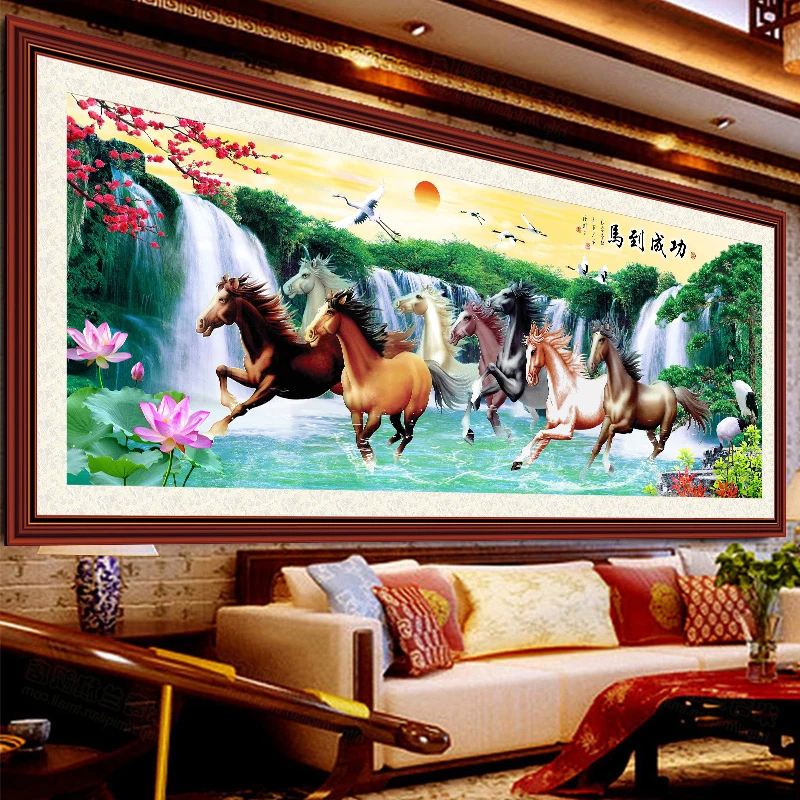 Набор для вышивки крестиком 11CT, с принтом пейзажа, с зелеными холмами, с лошадью 
Набор для вышивки крестиком 11CT, с принтом пейзажа, с зелеными холмами, с лошадью