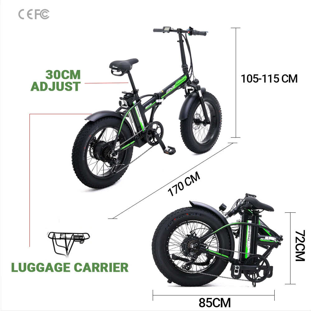 Discount Electric bike 20 inch eBike snowbike 48V 15AH lithium battery hidden Adult commuter bike electric bicycle 17