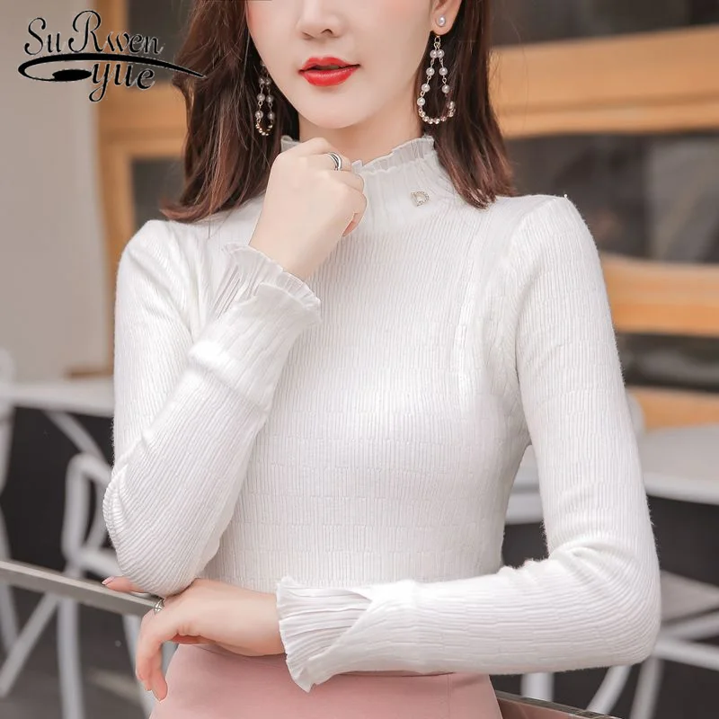 Autumn 2019 Slim Women Sweater Solid White Pink Turtleneck New Korean Style Lotus Leaf Edge Buttery Sleeve Base Sweater 6498 50
Autumn 2019 Slim Women Sweater Solid White Pink Turtleneck New Korean Style Lotus Leaf Edge Buttery Sleeve Base Sweater 6498 50