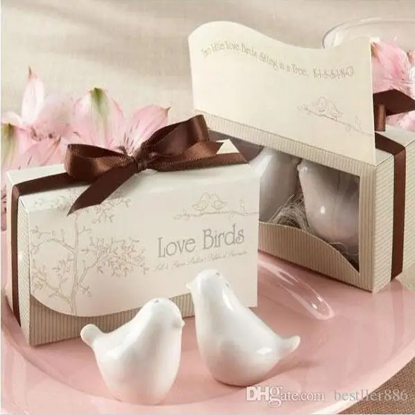 gifts love birds ceramic salt & pepper shakers caster wedding