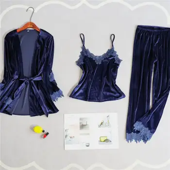 Women's autumn and winter gold velvet pajamas sexy suspenders trousers bathrobe lace solid color home clothing pajamas
Women's autumn and winter gold velvet pajamas sexy suspenders trousers bathrobe lace solid color home clothing pajamas