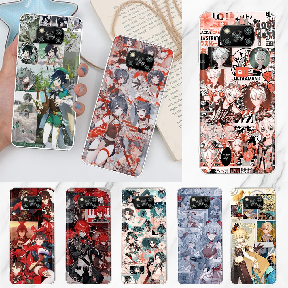 

Cute Anime Genshin Impact Soft Silicone Phone Case For Xiaomi Poco X3 NFC X4 GT X5 M3 M2 M4 Pro M5S F3 F2 F1 Mi Note 10 Lite