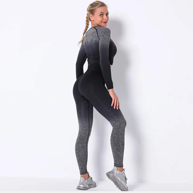 Garantie Beeldhouwer herhaling Sport Set Women Ombre Yoga Set Gym Clothing Workout Suit For Fitness Long  Sleeve Sport Top Yoga Leggings Women Fitness Clothing|Yoga Sets| -  AliExpress