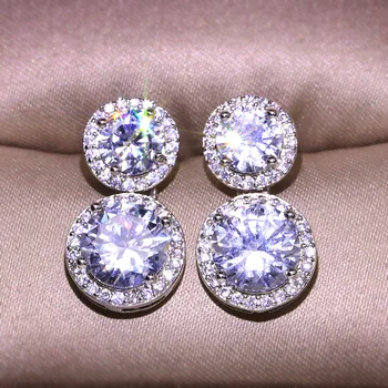 New Fashion Women's 925 Sterling Silver Zircon Ear Stud Earrings Brilliant Cubic Zirconia Double Silver Wedding Jewelry
New Fashion Women's 925 Sterling Silver Zircon Ear Stud Earrings Brilliant Cubic Zirconia Double Silver Wedding Jewelry