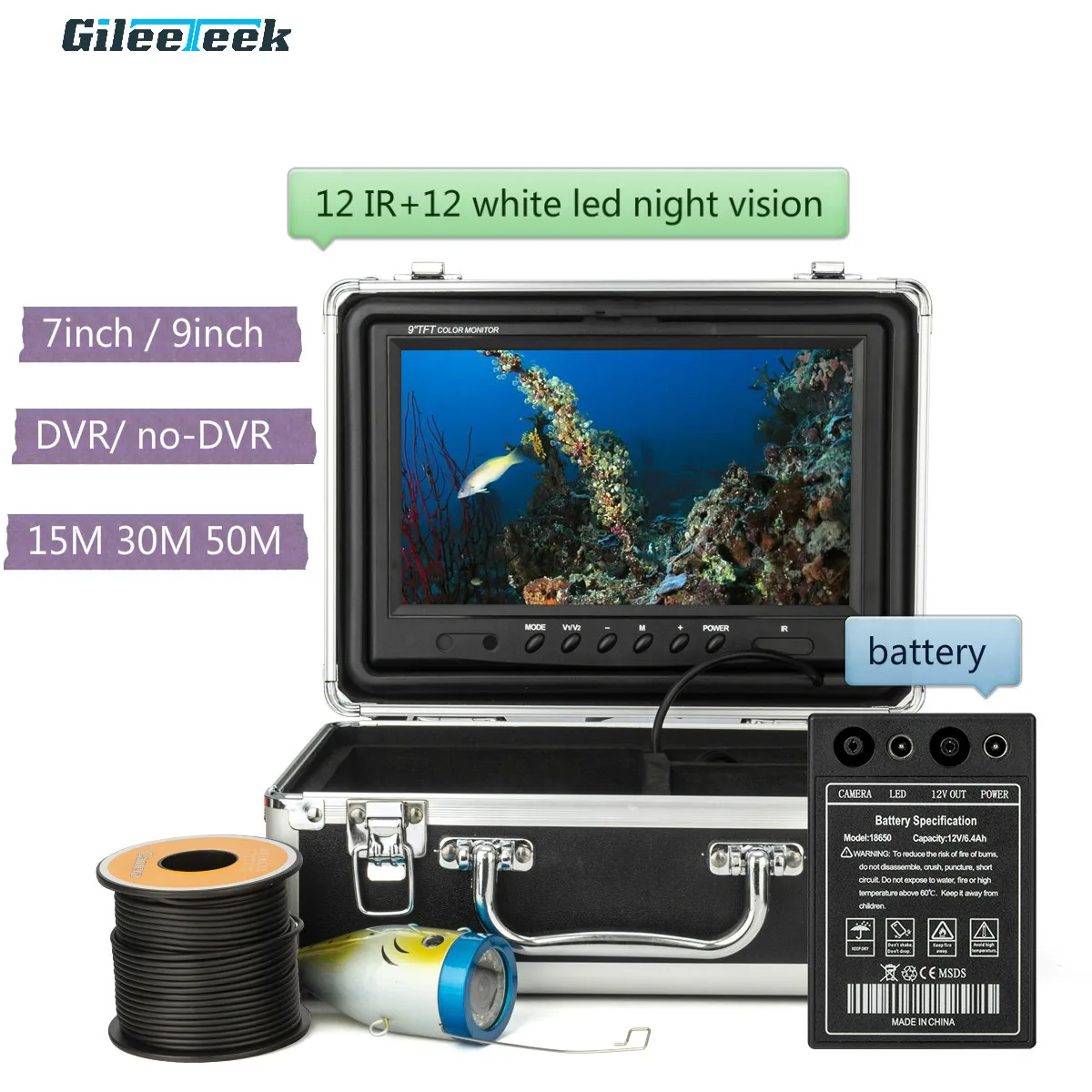 WF01B-plus 9" Fish Finder Underwater Fishing Camera 12pcs Led Fishfinder Winter Carp Fishing Tackle Accessories Camera 1200TVL
WF01B-plus 9" Fish Finder Underwater Fishing Camera 12pcs Led Fishfinder Winter Carp Fishing Tackle Accessories Camera 1200TVL