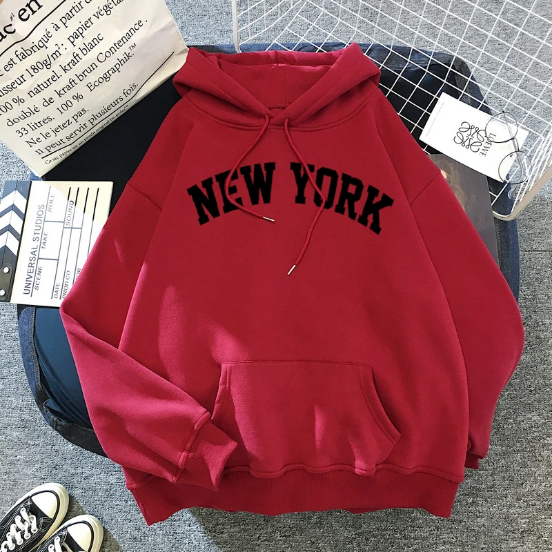 NEW Sweatshirts velvet winter Women's NEW YORK printing Hooded Female 2020 Cotton Thicken Warm Hoodies Lady Autumn Tops NEW Sweatshirts velvet winter Women's NEW YORK printing Hooded Female 2020 Cotton Thicken Warm Hoodies Lady Autumn Tops
