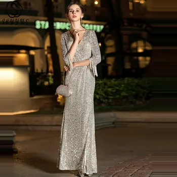 Skyyue Sequins Formal Gown Silver V-Neck Robe De Soiree K019 Long Plus Size Women Party Dresses 2019 Long Sleeves Evening Dress
Skyyue Sequins Formal Gown Silver V-Neck Robe De Soiree K019 Long Plus Size Women Party Dresses 2019 Long Sleeves Evening Dress