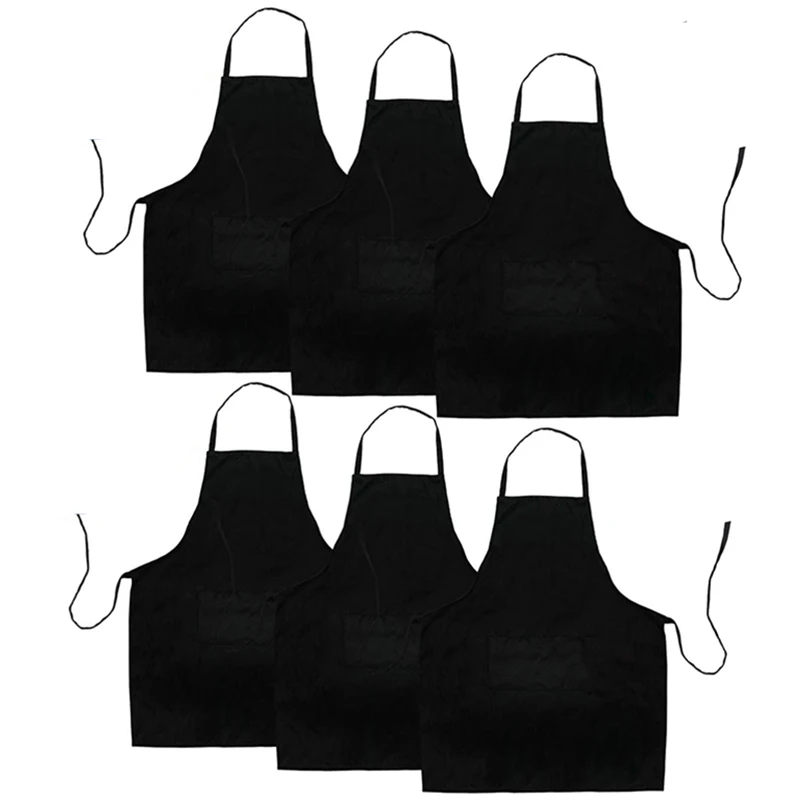 6 Pack Black Kitchen Apron with 2 Pockets Anti-Dirty Apron Suitable for Barbecue Kitchen Cooking Baking Restaurant 6 Pack Black Kitchen Apron with 2 Pockets Anti-Dirty Apron Suitable for Barbecue Kitchen Cooking Baking Restaurant