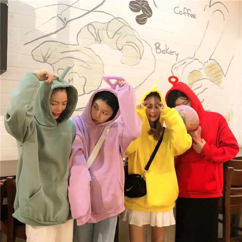 2019 Autumn and Winter Solid Color Loose Hooded Women Lovely Sweatshirt Casual Hooded Candy Color Female Cute Sweatshirts
2019 Autumn and Winter Solid Color Loose Hooded Women Lovely Sweatshirt Casual Hooded Candy Color Female Cute Sweatshirts