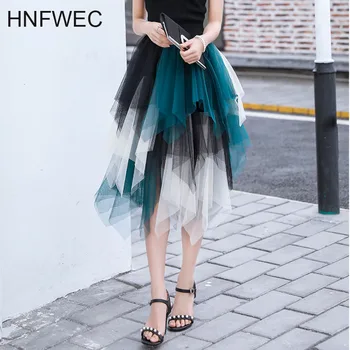 Irregular Skirt hit color Mesh patchwork A-line High Waist Mid-length Fashion Popular Skirt 2020 Spring New tide Y793 
Irregular Skirt hit color Mesh patchwork A-line High Waist Mid-length Fashion Popular Skirt 2020 Spring New tide Y793