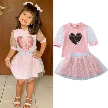 Sweet Kids Baby Girl Valentine's Day Clothes Sequins Love Tops Lace Tulle Tutu Skirt 2Pcs Children Girl Party Outfits 1-5Y
Sweet Kids Baby Girl Valentine's Day Clothes Sequins Love Tops Lace Tulle Tutu Skirt 2Pcs Children Girl Party Outfits 1-5Y