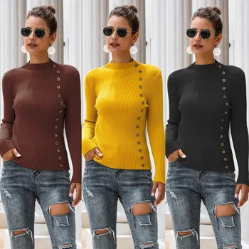 Women's Autumn and Winter Fashion Temperament Casual Half High Neck Pullover Button Long Sleeve Slim Knit Sweater 2020
Women's Autumn and Winter Fashion Temperament Casual Half High Neck Pullover Button Long Sleeve Slim Knit Sweater 2020