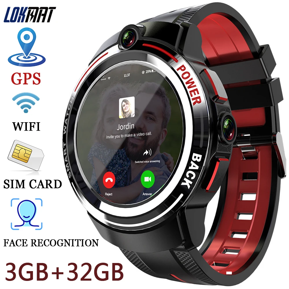 Смарт-часы LOKMAT мужские 32 Гб ПЗУ 2 камеры 4G Wi-Fi GPS | Электроника
