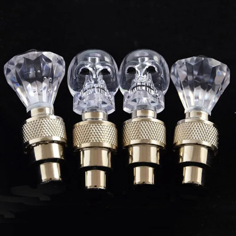 Bicycle Valve stem LED Motion Colorful Diamond Skull Activated Light Safety Cycling Lamp Wheel Tire Valve Caps Fashion Accessory
Bicycle Valve stem LED Motion Colorful Diamond Skull Activated Light Safety Cycling Lamp Wheel Tire Valve Caps Fashion Accessory