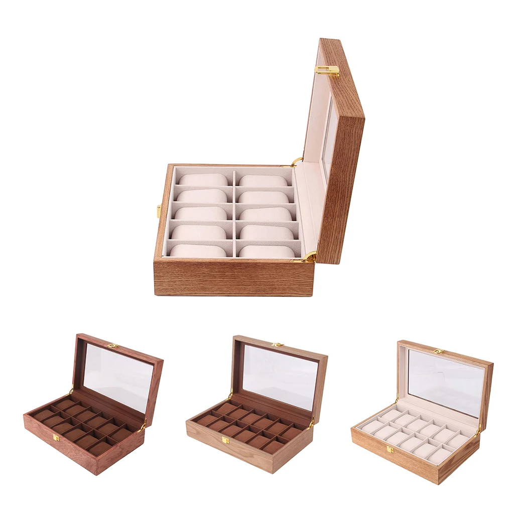 Novelty Watch Box, Executive Watch Case with Valet, Glass Topped Wooden Watch