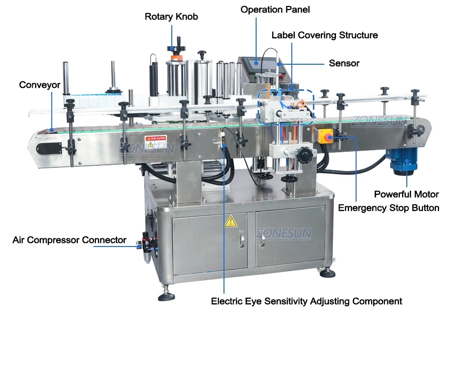 ZONESUN ZS-FAL180P6 Servo Liquid Paste Filling Capping And Labeling Machine