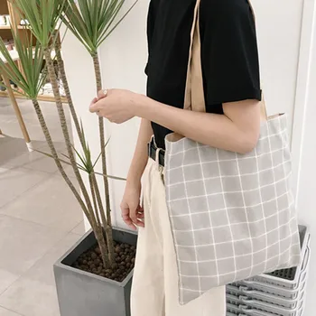 Useful Fashion Canvas Tote Bag Handmade Plaid Cotton Canvas Shopping School Books Trip Bag Women Shoulder Bag Shopping Bags 
Useful Fashion Canvas Tote Bag Handmade Plaid Cotton Canvas Shopping School Books Trip Bag Women Shoulder Bag Shopping Bags