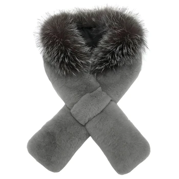 2020 New Women Rex Rabbit Fur Scarf with Fox Fur Warps Solid Warm Fur Mufflers Winter Leopard Collars Neckwear Silver Fox Fur
2020 New Women Rex Rabbit Fur Scarf with Fox Fur Warps Solid Warm Fur Mufflers Winter Leopard Collars Neckwear Silver Fox Fur