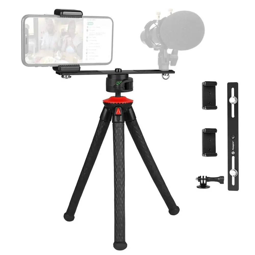 Fotopro Flexible Phone Tripod, Camera Tripod with Dual 1/4" Screw & Bluetooth Remote Control & Smartphone Mount for iPhone, DSLR
Fotopro Flexible Phone Tripod, Camera Tripod with Dual 1/4" Screw & Bluetooth Remote Control & Smartphone Mount for iPhone, DSLR