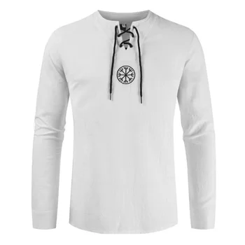 White Gothic Tops Men Vintage Lace Up Bandage Medieval Party Shirts Cosplay Costume Long Sleeve Pullover Cotton Linen Shirt Top
White Gothic Tops Men Vintage Lace Up Bandage Medieval Party Shirts Cosplay Costume Long Sleeve Pullover Cotton Linen Shirt Top