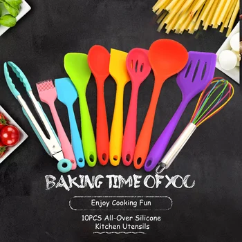 10Pcs Kitchen Utensils Set Colorful Silicone Non-stick Cooking Utensil All Over Silica Gel Utensil Kitchenware Set
10Pcs Kitchen Utensils Set Colorful Silicone Non-stick Cooking Utensil All Over Silica Gel Utensil Kitchenware Set