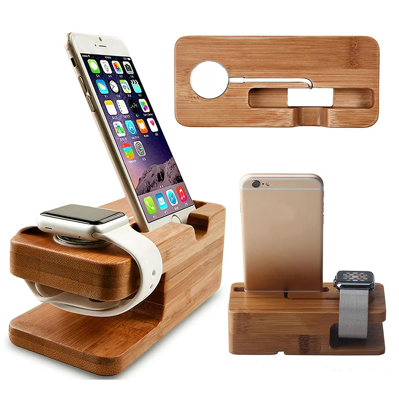 Wood for Apple Watch Stand Phone Stand for Apple Watch 4 Charging Table Base Bamboo Stand for Iwatch 42mm Serie 4 3 2 38mm Band