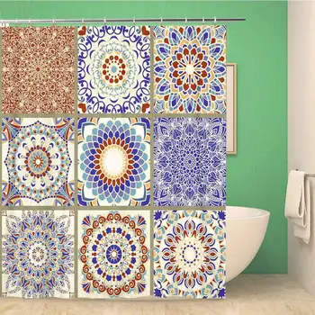 Bathroom Shower Curtain Collection of 9 Ceramic Tiles in Turkish Colorful Patchwork Polyester Fabric 60x72 inches Waterproof
Bathroom Shower Curtain Collection of 9 Ceramic Tiles in Turkish Colorful Patchwork Polyester Fabric 60x72 inches Waterproof