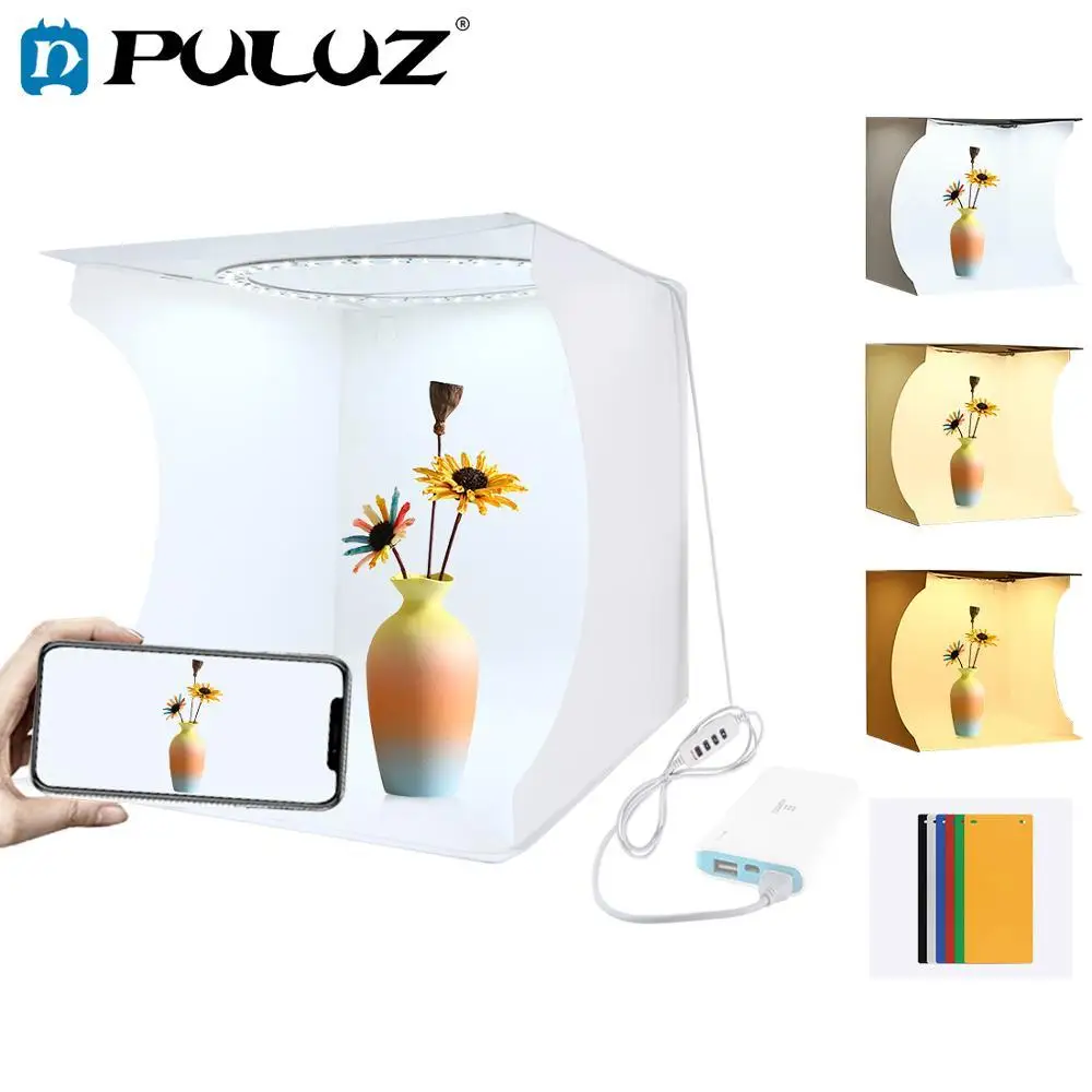 PULUZ 30CM Folding Lightbox Tabletop Shooting Softbox Mini Photo Studio with Ring Light Soft Box for Product Photography Kit
PULUZ 30CM Folding Lightbox Tabletop Shooting Softbox Mini Photo Studio with Ring Light Soft Box for Product Photography Kit