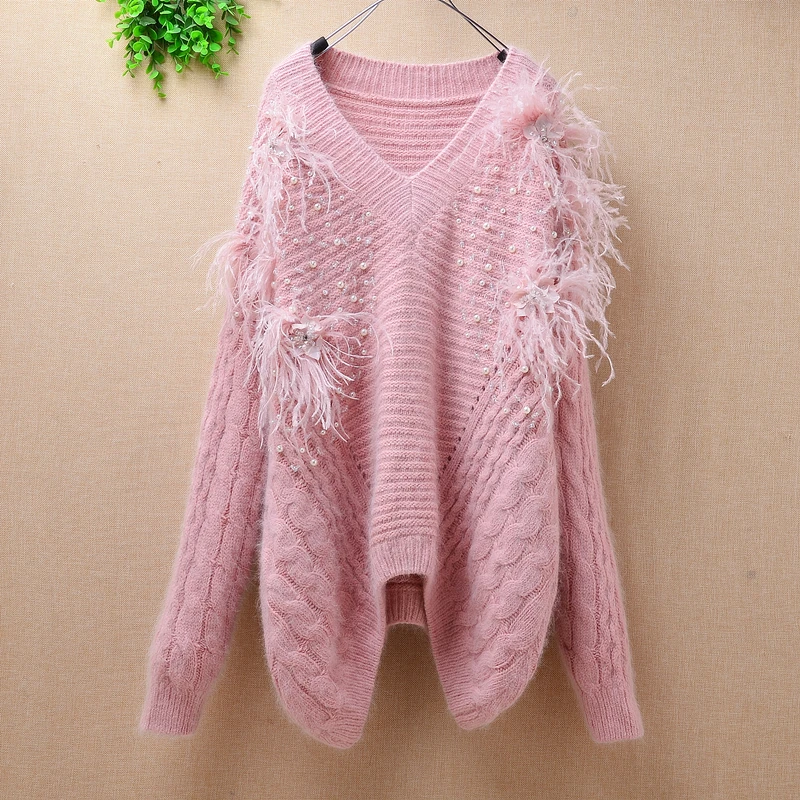 Sweet taseel sweaters plush mink cashmere pulloverangora rabbit fur loose knitted sweaters v-neck young clothes ladies sweater
Sweet taseel sweaters plush mink cashmere pulloverangora rabbit fur loose knitted sweaters v-neck young clothes ladies sweater