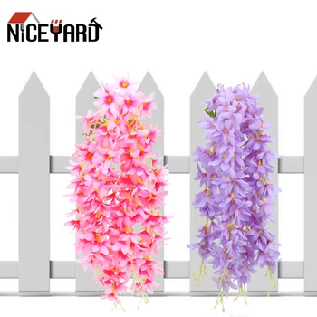 

Artificial Clove Hanging Rattan 5 head/Bunch Fake Silk Wisteria Flower Vines Garland Wedding Party Decor Home Decoration