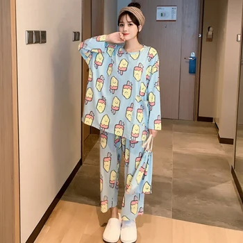ROPALIA Long-sleeved Shirt + Trousers Cartoon Print Pajamas Suit Women O-neck Pajamas Set
ROPALIA Long-sleeved Shirt + Trousers Cartoon Print Pajamas Suit Women O-neck Pajamas Set