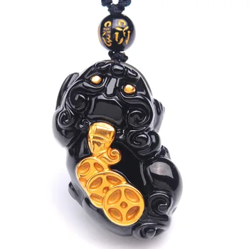 Genuine Black Obsidian Pendant Necklace Jewelry 18K Gold 34x23x13mm Pi Xiu Carved For Women Man Crystal Beads Chains AAAAA
Genuine Black Obsidian Pendant Necklace Jewelry 18K Gold 34x23x13mm Pi Xiu Carved For Women Man Crystal Beads Chains AAAAA