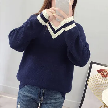 Winter Knitted Women Solid V-Neck Sweet Sweaters And Long Sleeve Korean Pullovers Sueter Regular Casual Mujer Tops
Winter Knitted Women Solid V-Neck Sweet Sweaters And Long Sleeve Korean Pullovers Sueter Regular Casual Mujer Tops